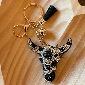Longhorn Puffy Keychain with Rhinestones